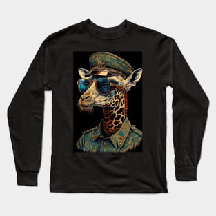 Psychedelic Giraffe with Sunglasses and Headphones Long Sleeve T-Shirt